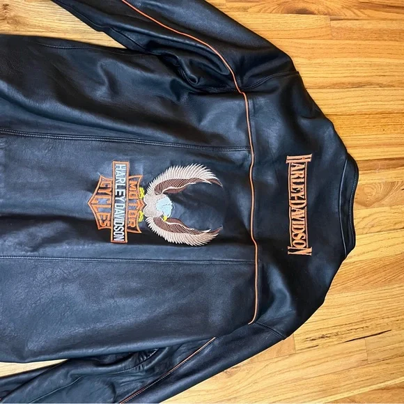 Harley-Davidson Black Jacket with Orange Details xl - Picture 6 of 10